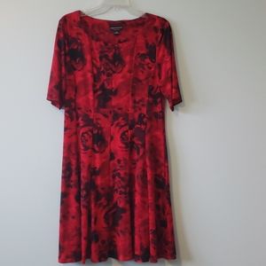 Connected Apparel flare Red/Black stretch dress